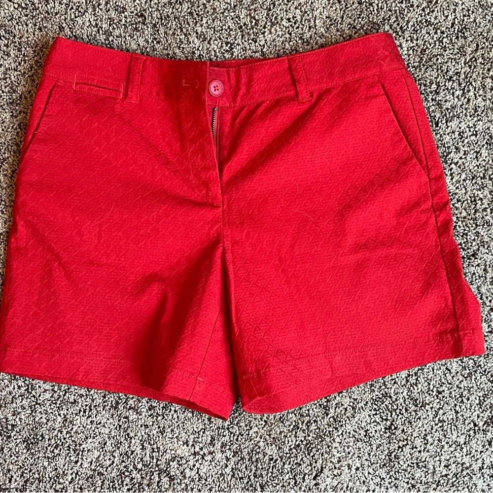 LOFT Red Textured Cotton Blend Women's Shorts